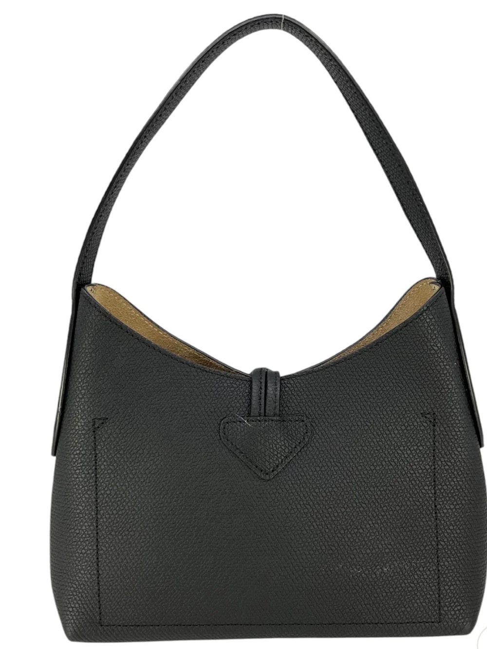 Longchamp Le Roseau Black Grained Cowhide Leather Small Hobo Bag NWOT RARE - Picture 8 of 9